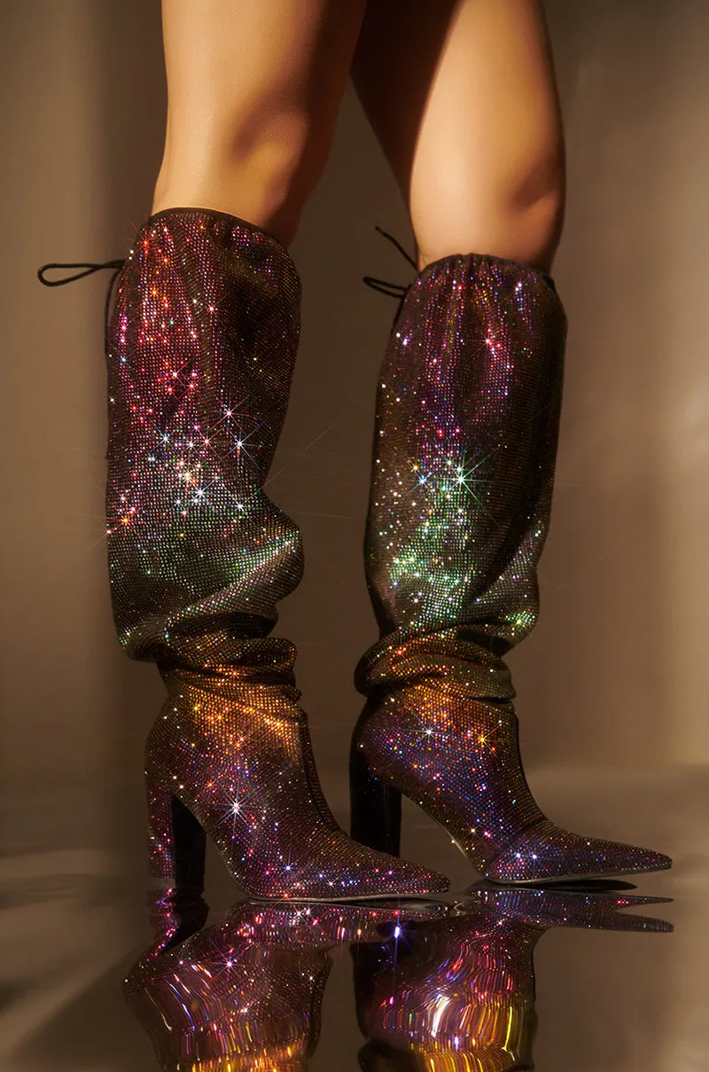 AZALEA WANG CHERISHED MULTI RAINBOW OMBRE EMBELLISHED BOOT