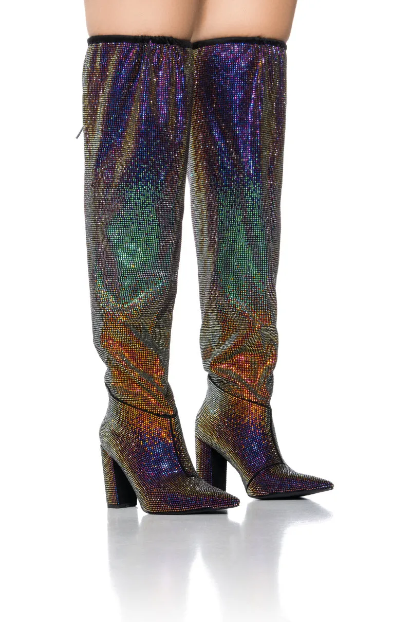 AZALEA WANG CHERISHED MULTI RAINBOW OMBRE EMBELLISHED BOOT