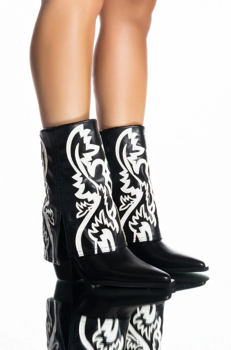 AZALEA WANG ESPERANZA WESTERN BOOTIE IN BLACK WHITE