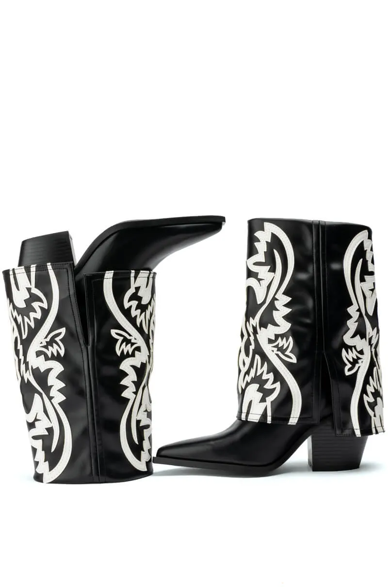 AZALEA WANG ESPERANZA WESTERN BOOTIE IN BLACK WHITE