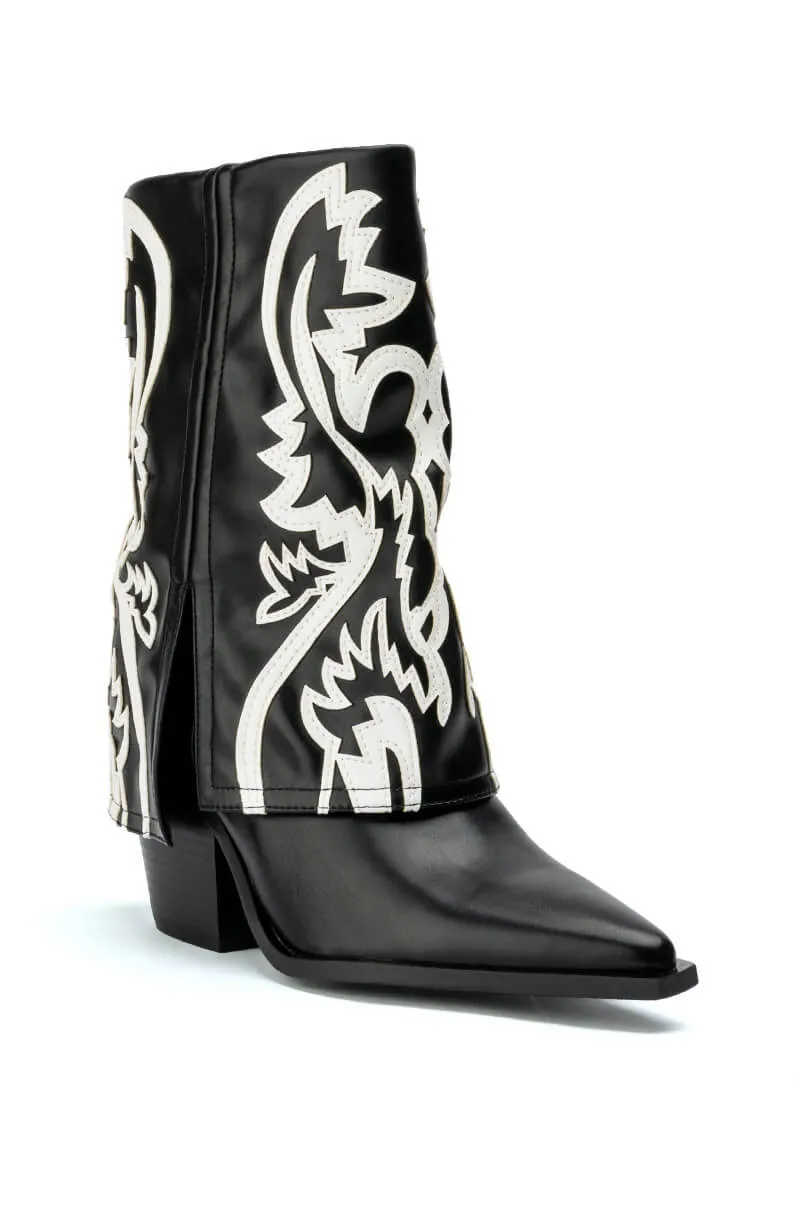 AZALEA WANG ESPERANZA WESTERN BOOTIE IN BLACK WHITE