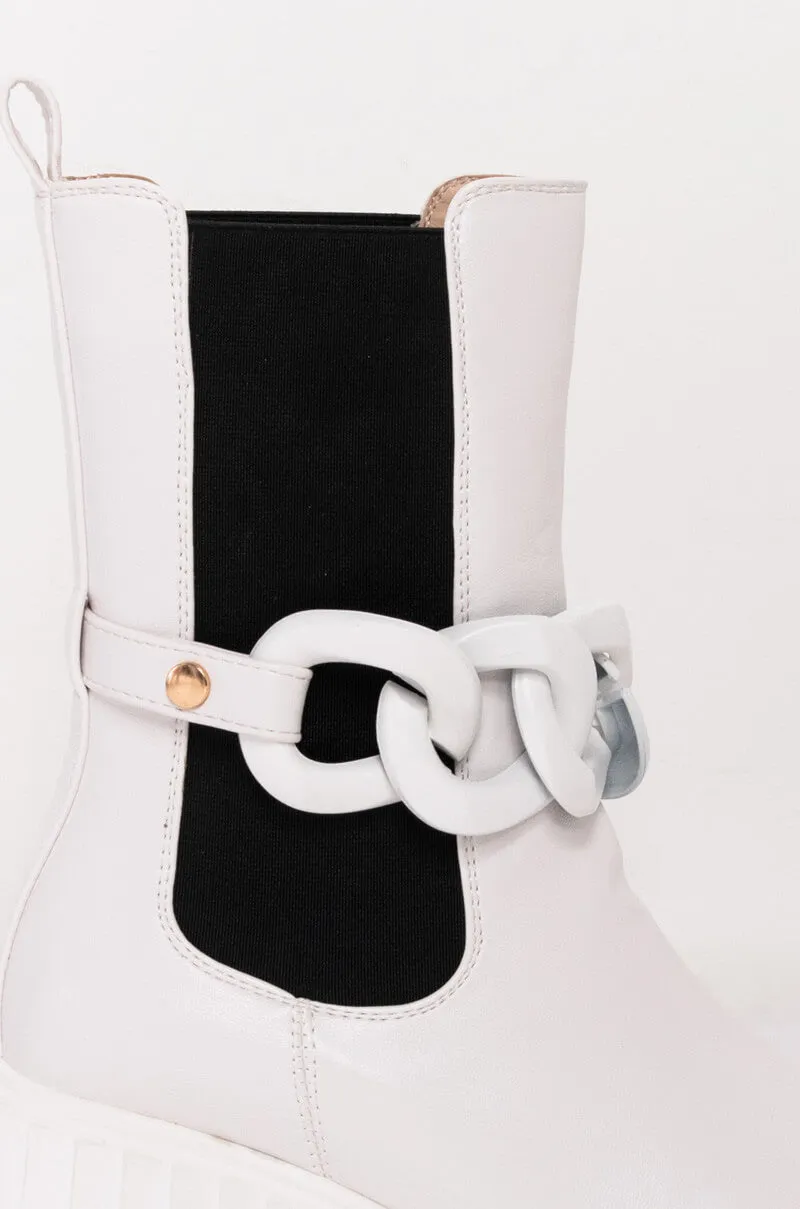 AZALEA WANG MAKING WAVES CHUNKY BOOTIE IN WHITE