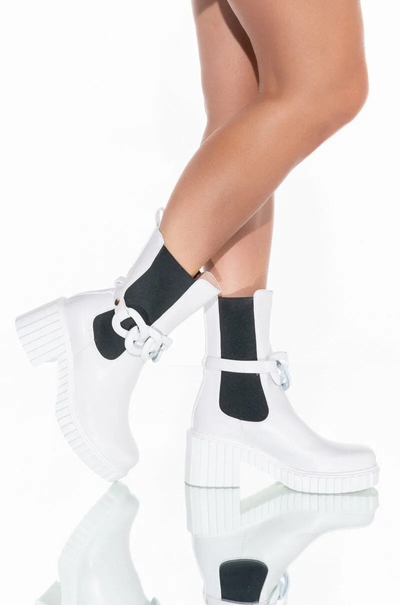 AZALEA WANG MAKING WAVES CHUNKY BOOTIE IN WHITE