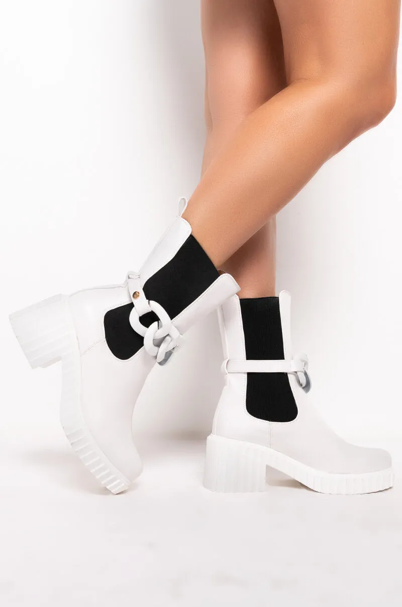 AZALEA WANG MAKING WAVES CHUNKY BOOTIE IN WHITE