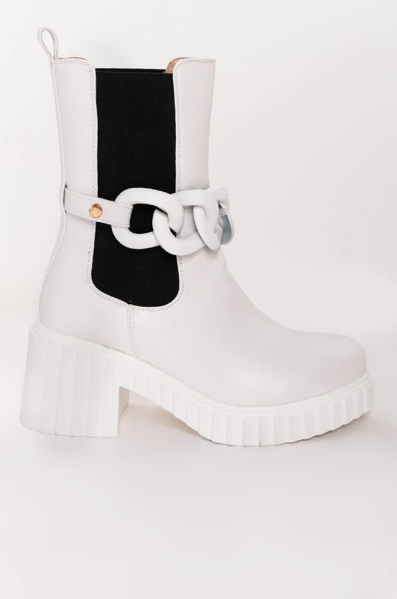 AZALEA WANG MAKING WAVES CHUNKY BOOTIE IN WHITE