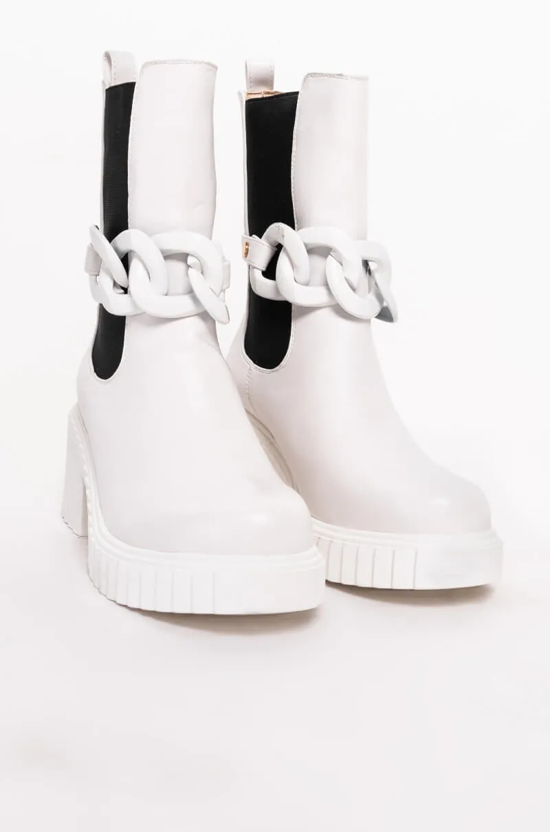 AZALEA WANG MAKING WAVES CHUNKY BOOTIE IN WHITE