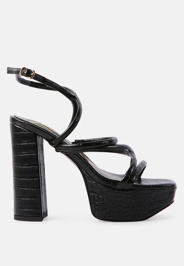 Beam Tips Strappy Chunky Platform High Heel Sandals