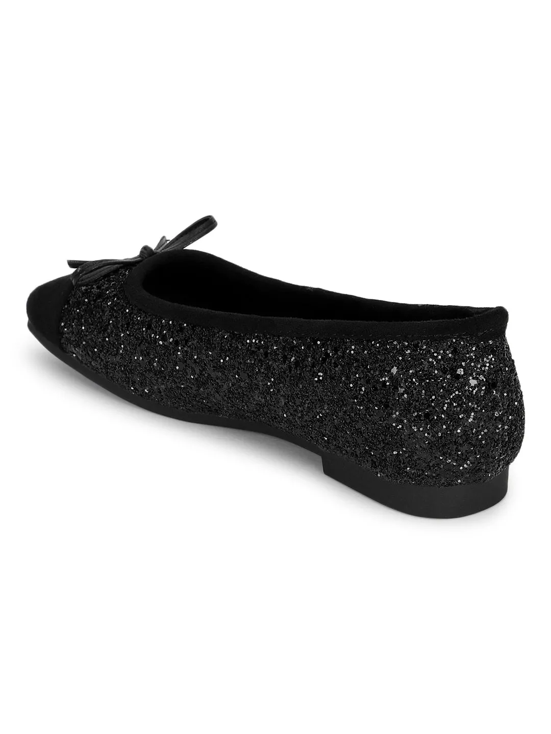 Black Suede Embellished Ballerina (TC-RS3645-BLK)