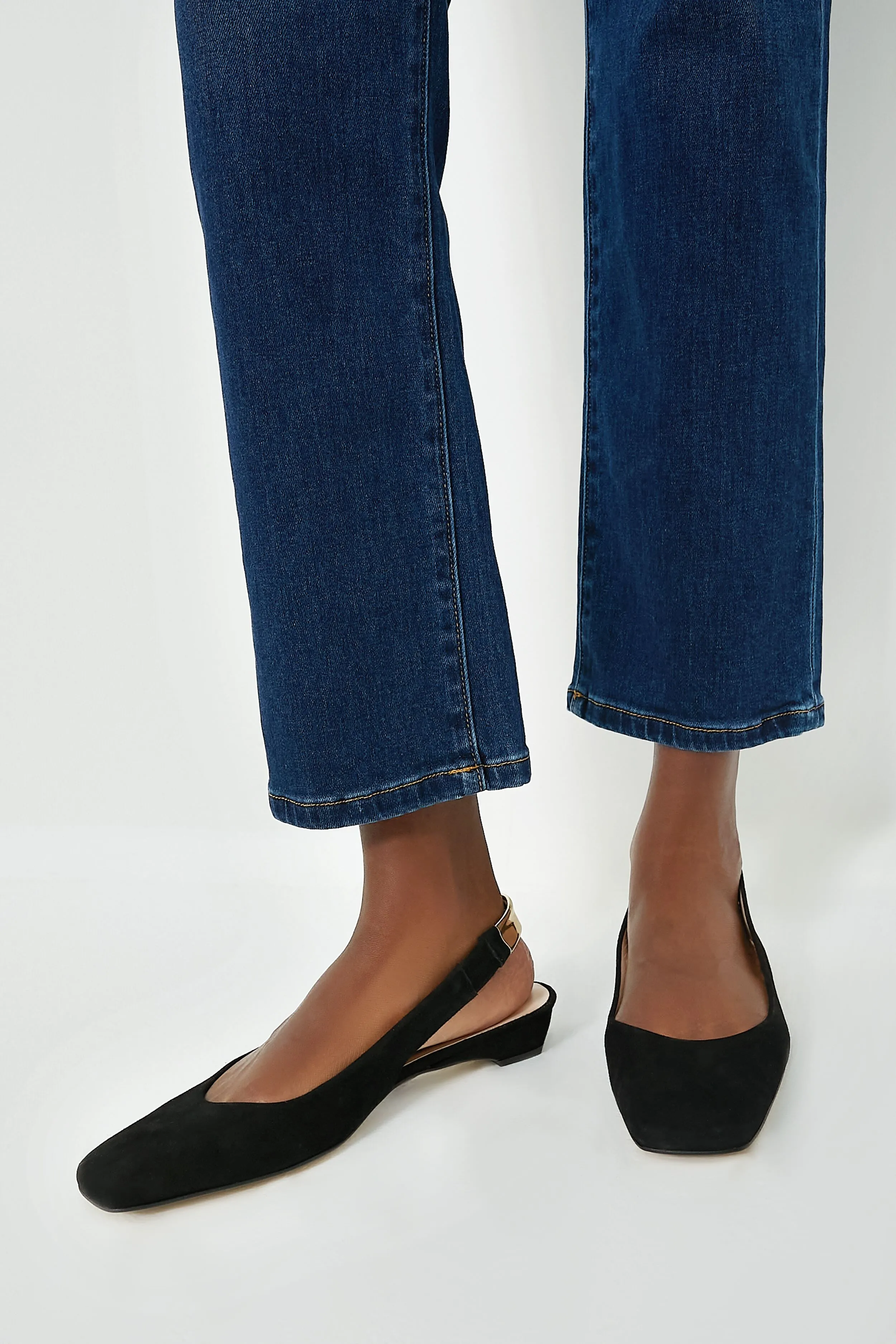 Black Suede Olivia Slingback Flats