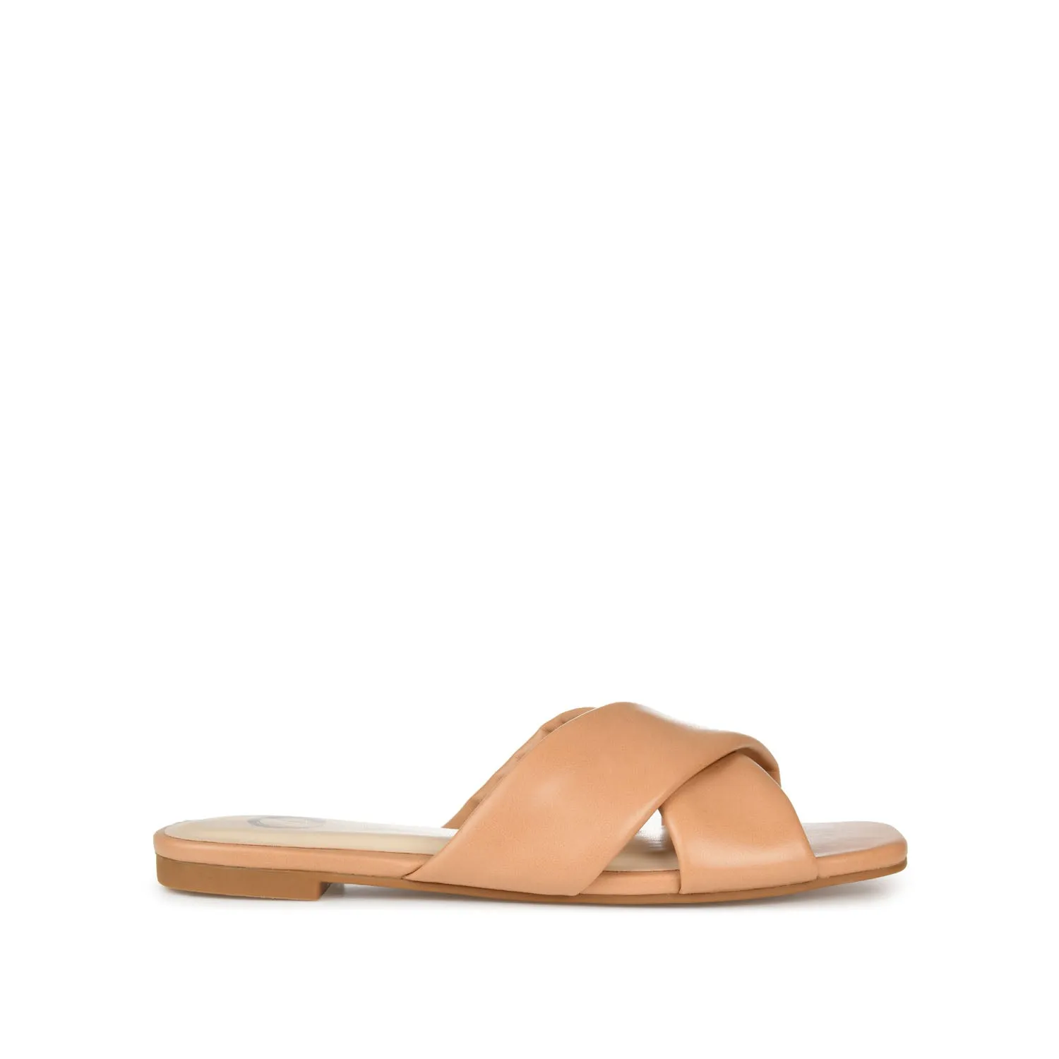 CARLOTTA SLIDE SANDALS IN FAUX LEATHER