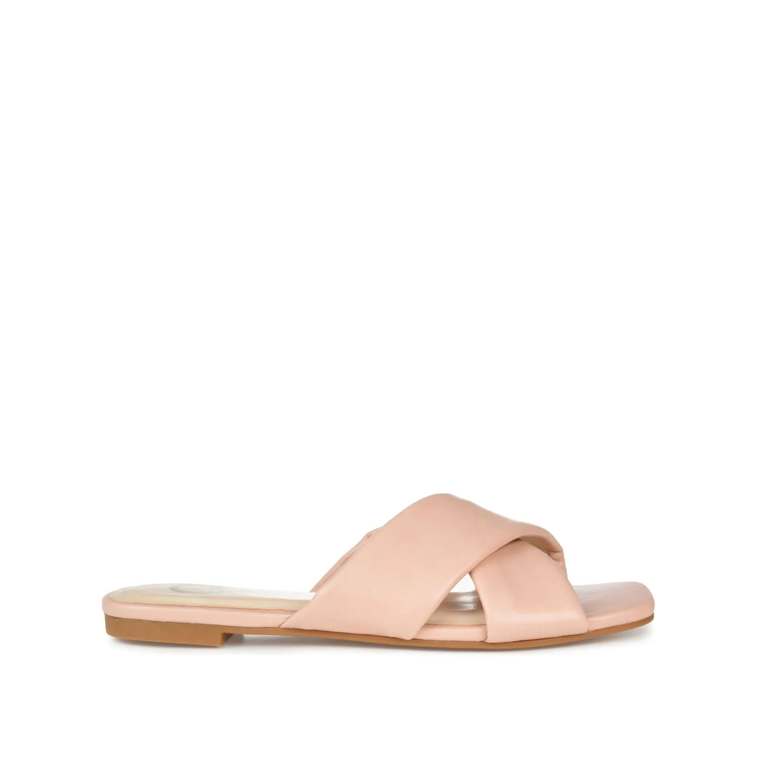 CARLOTTA SLIDE SANDALS IN FAUX LEATHER