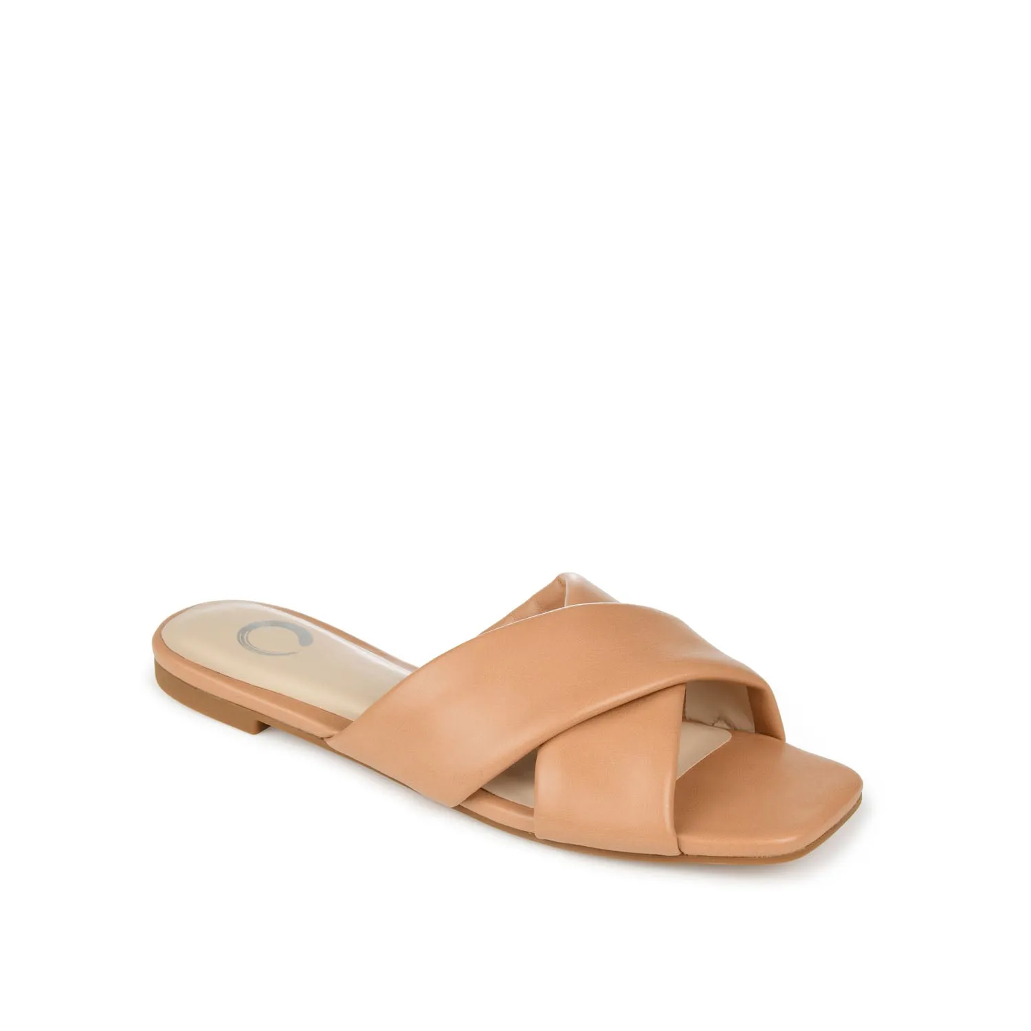 CARLOTTA SLIDE SANDALS IN FAUX LEATHER