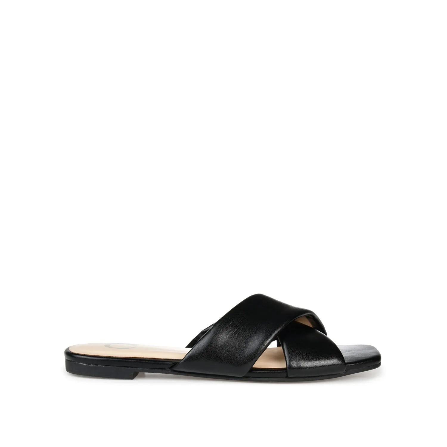 CARLOTTA SLIDE SANDALS IN FAUX LEATHER