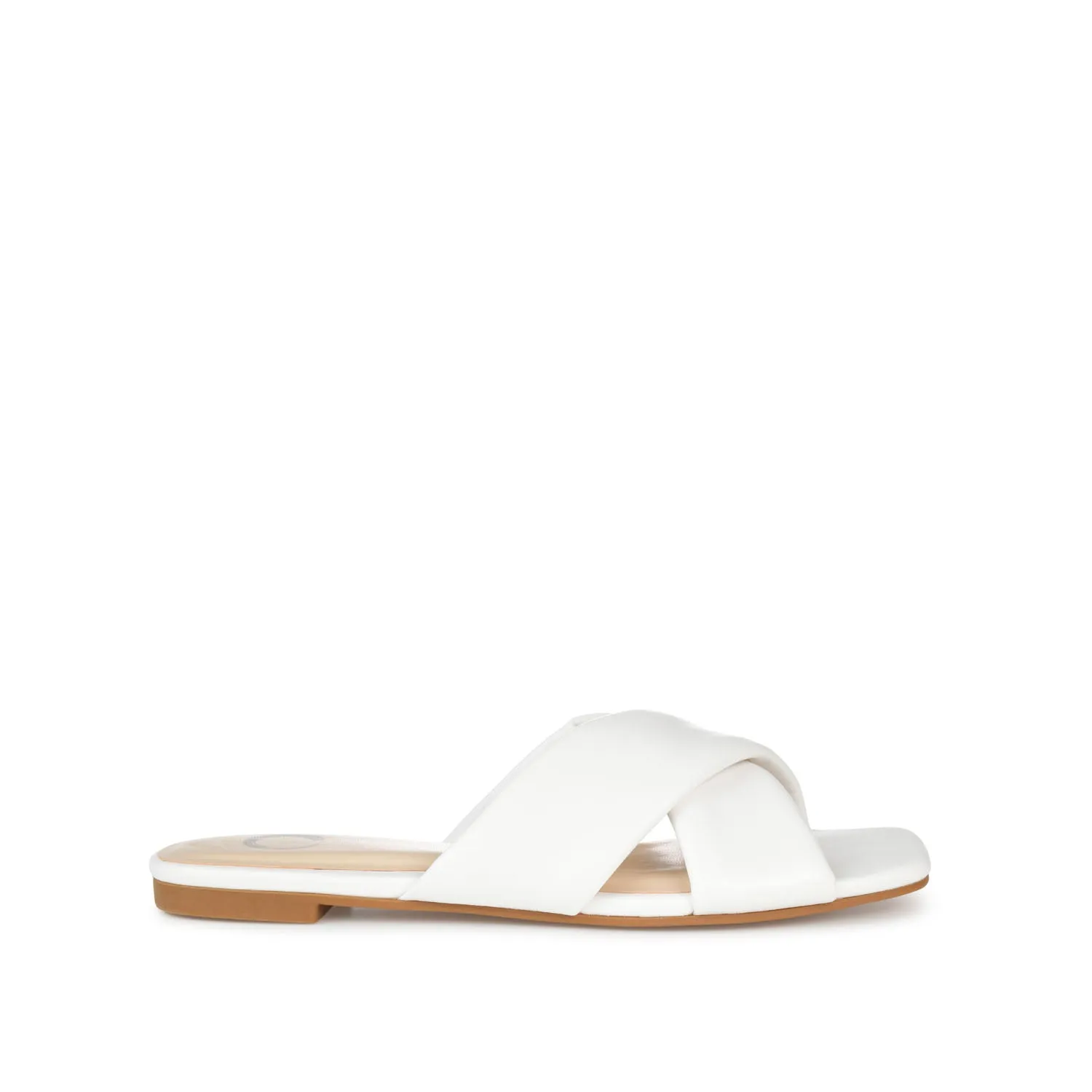 CARLOTTA SLIDE SANDALS IN FAUX LEATHER