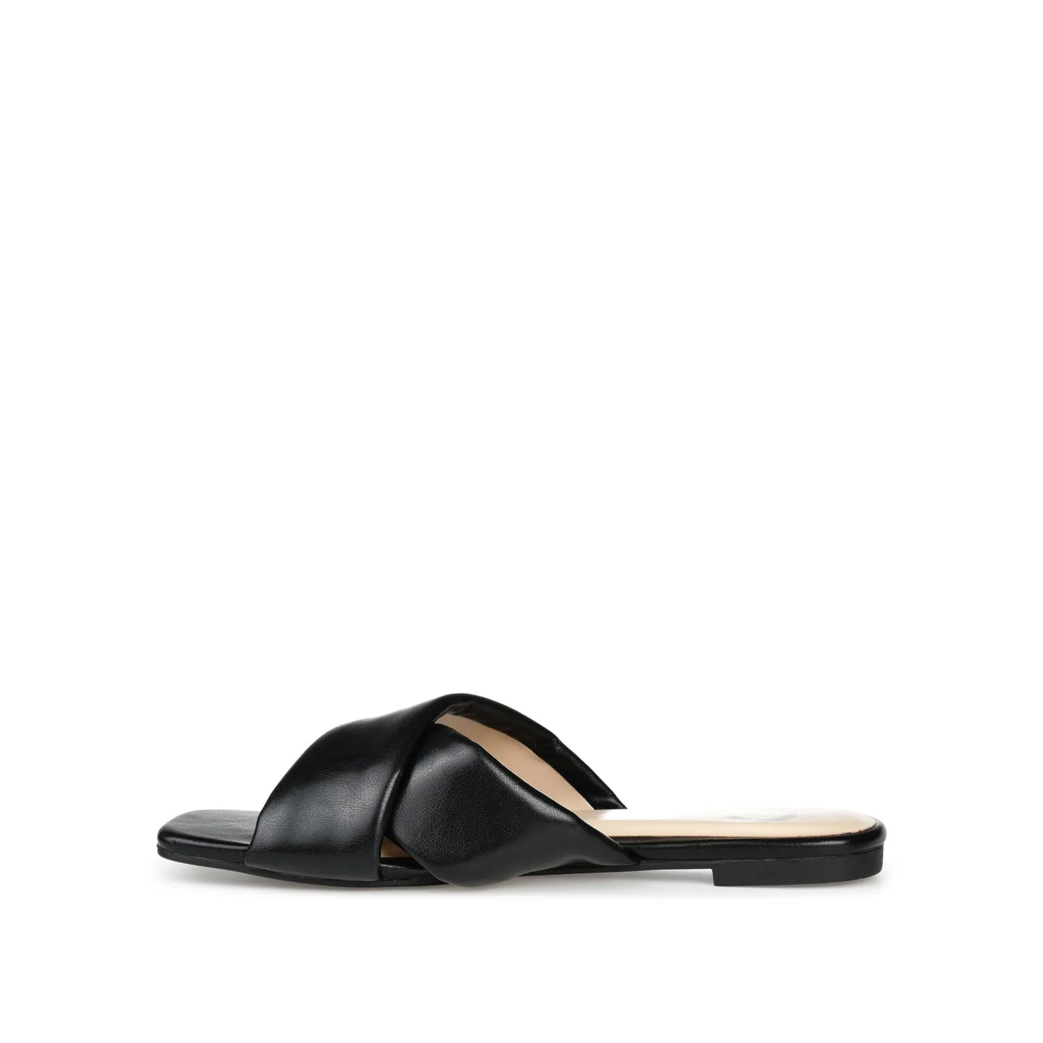 CARLOTTA SLIDE SANDALS IN FAUX LEATHER