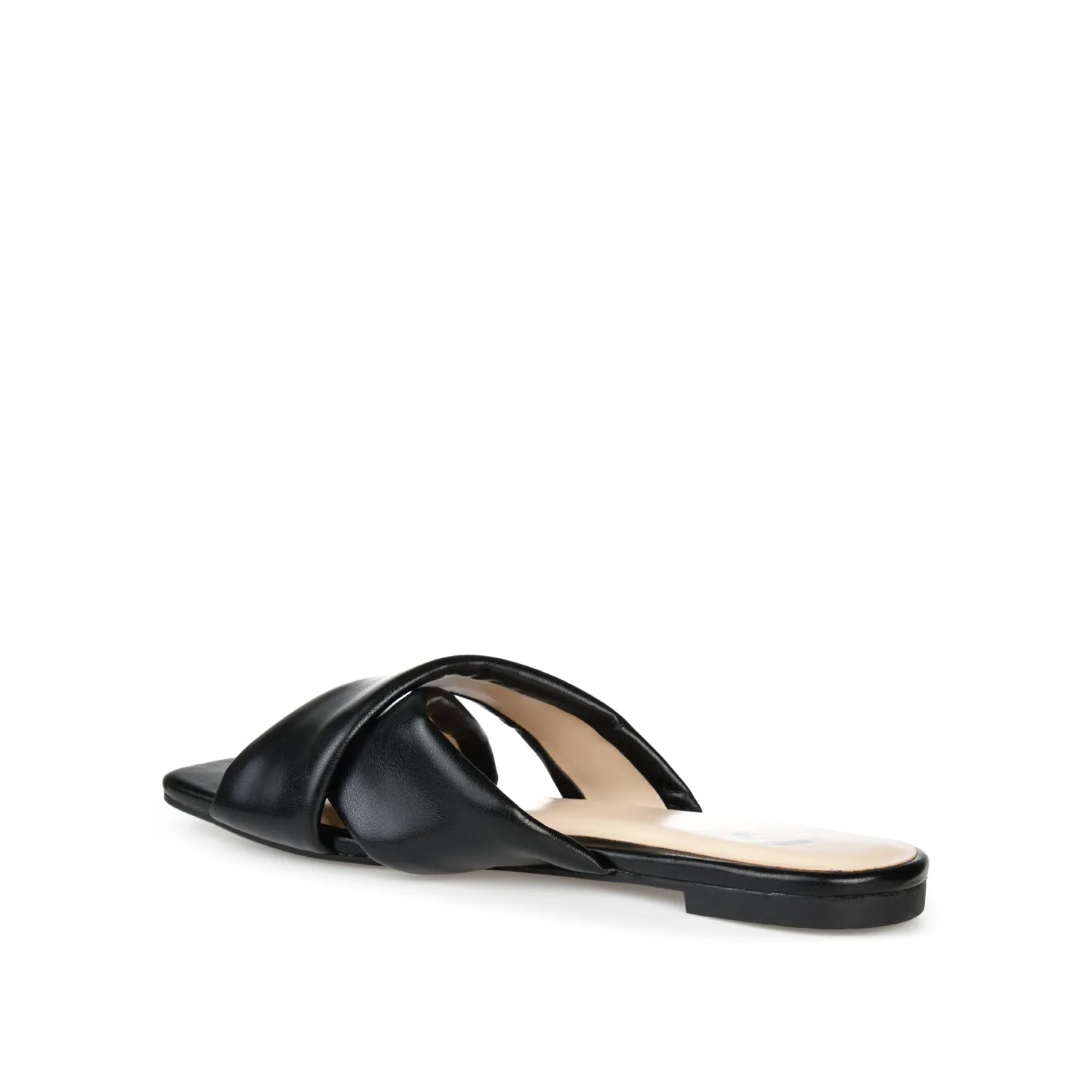 CARLOTTA SLIDE SANDALS IN FAUX LEATHER