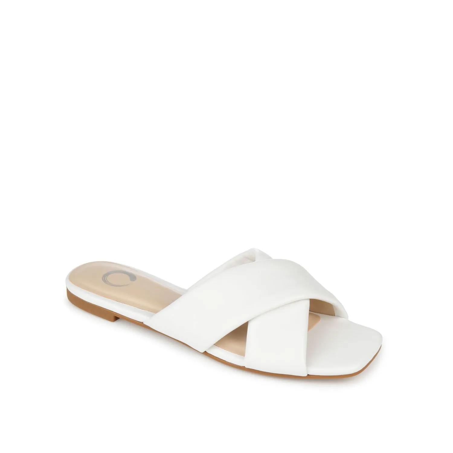 CARLOTTA SLIDE SANDALS IN FAUX LEATHER