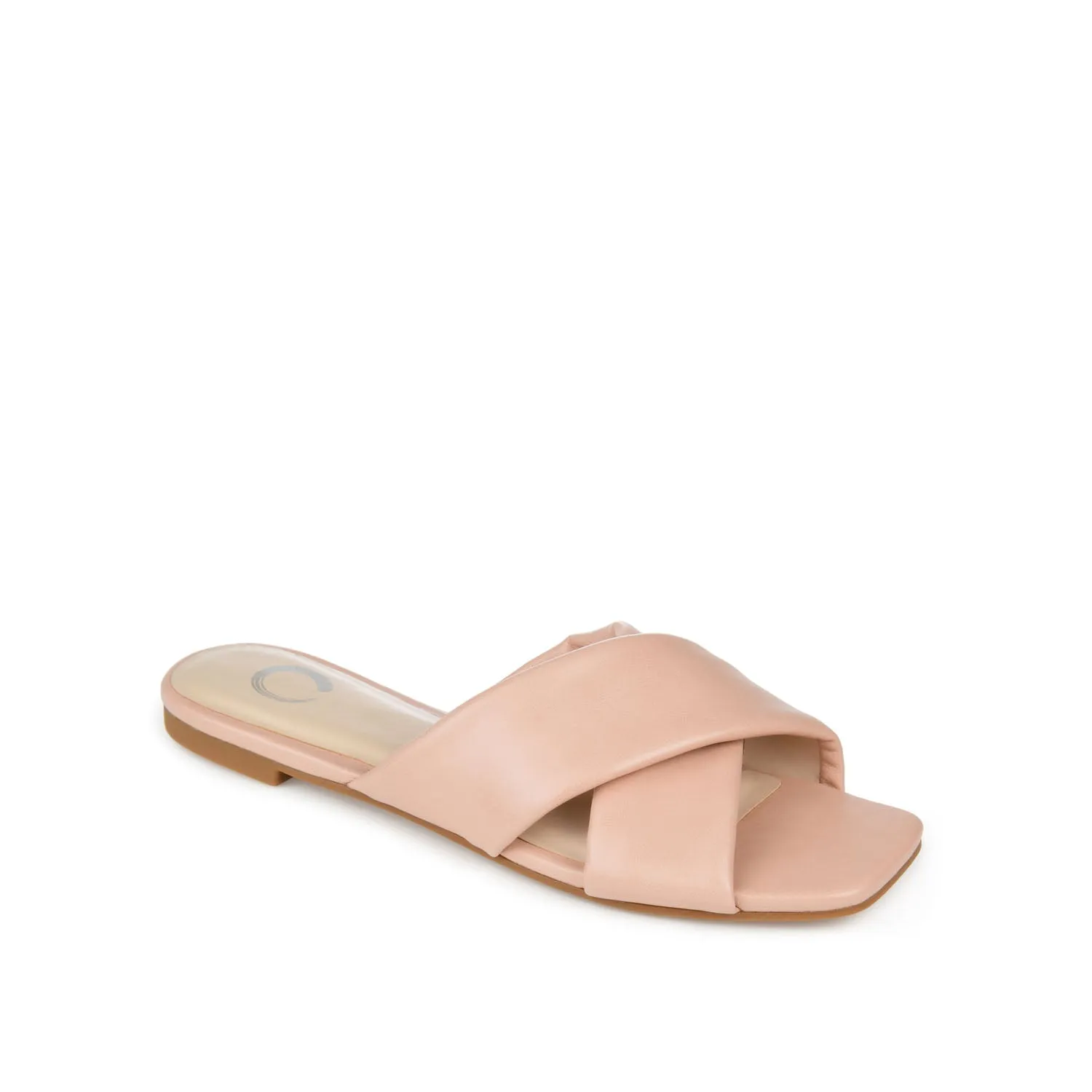 CARLOTTA SLIDE SANDALS IN FAUX LEATHER