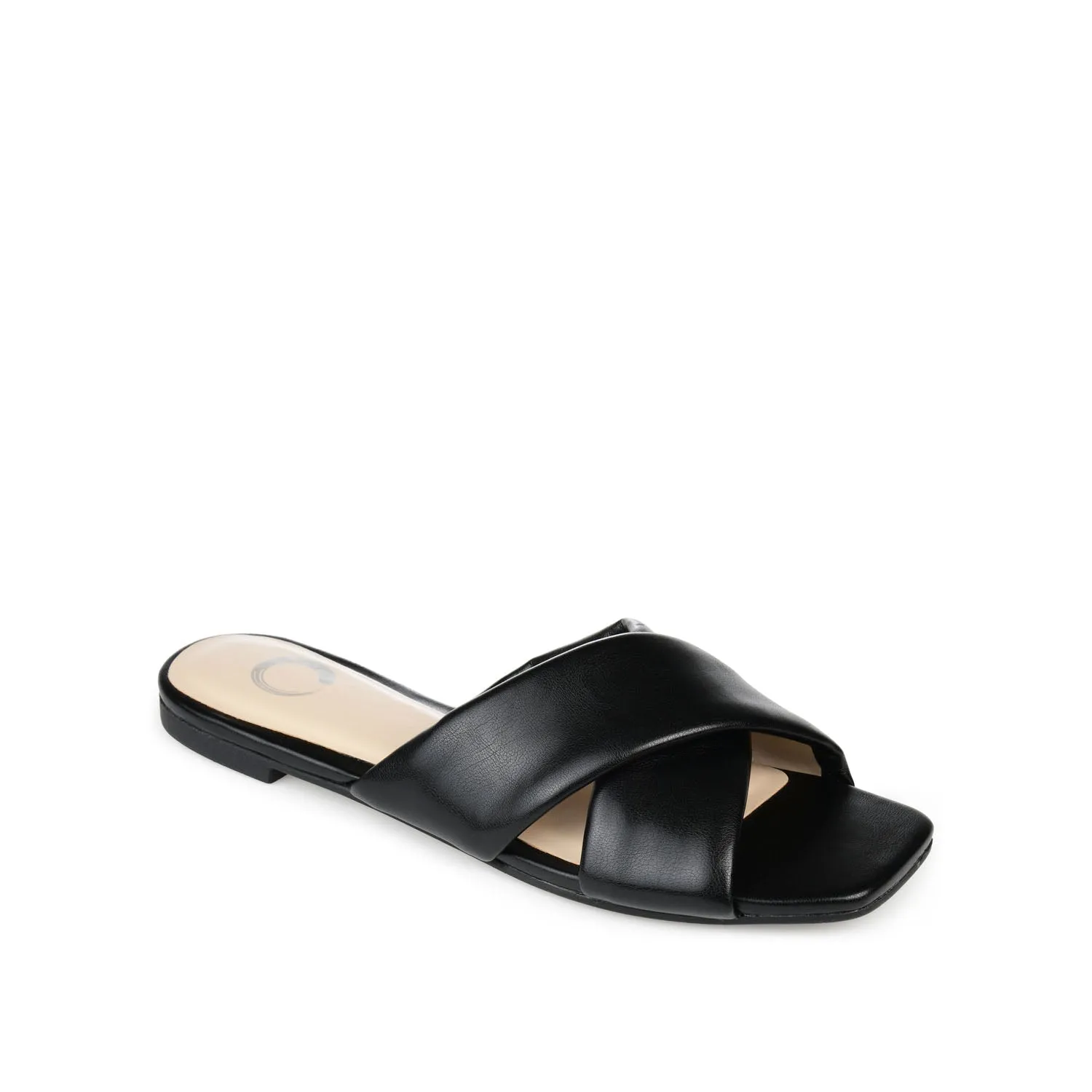 CARLOTTA SLIDE SANDALS IN FAUX LEATHER