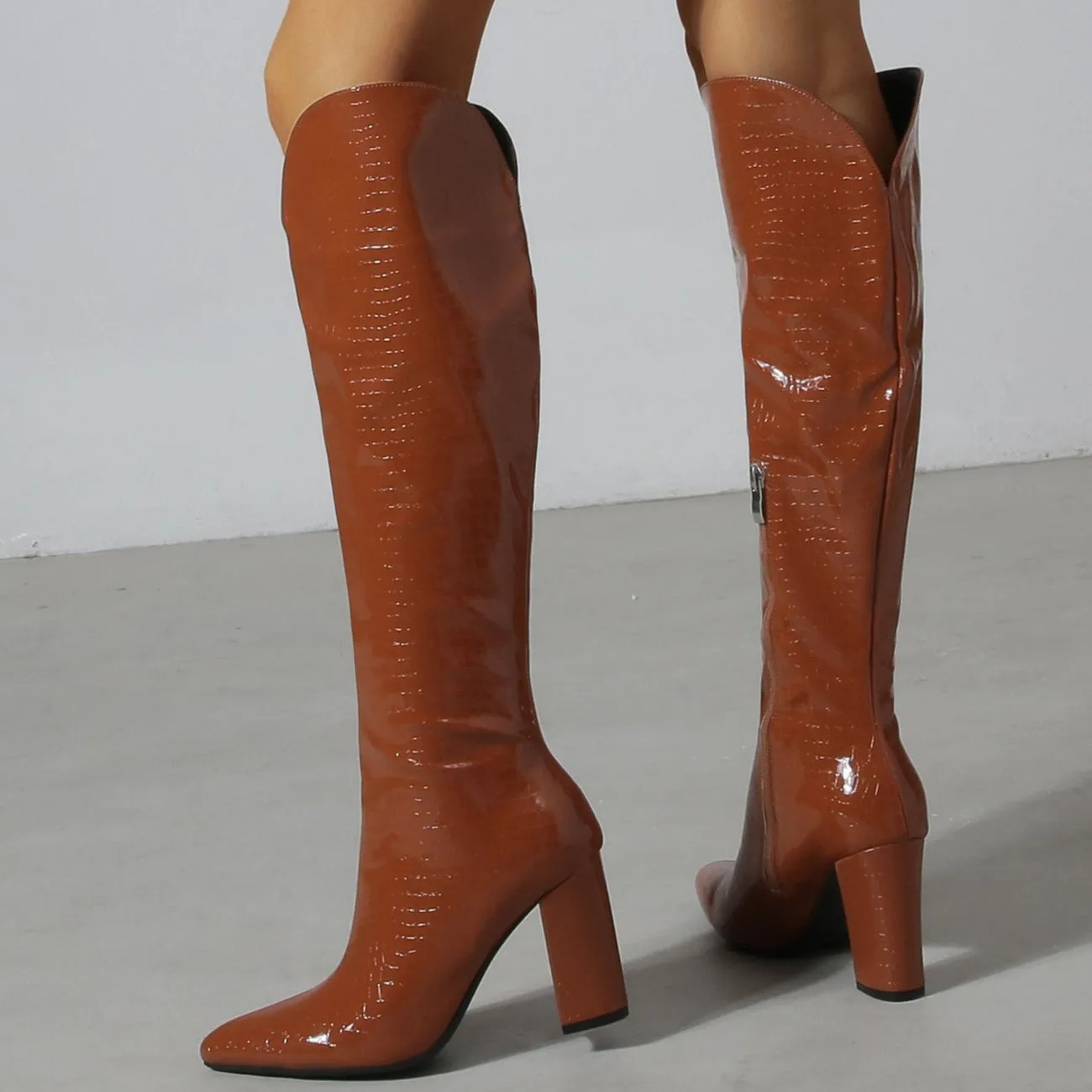 Chunky Heeled Thigh-high Boots