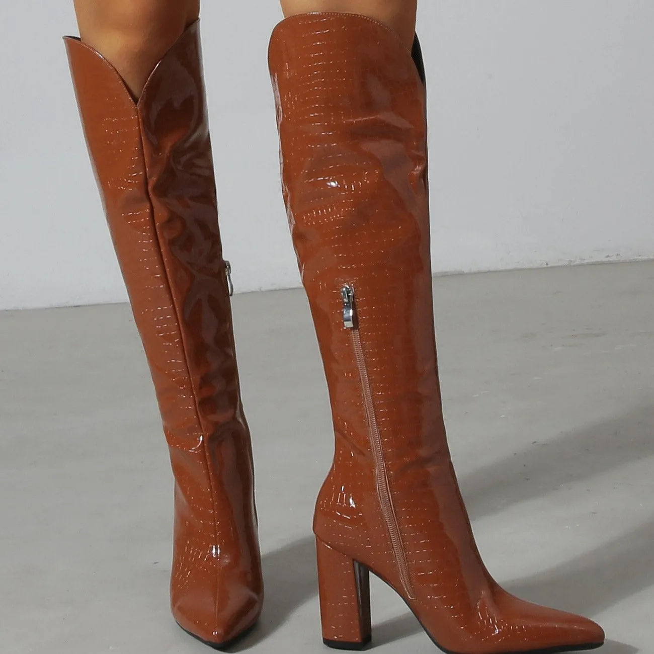 Chunky Heeled Thigh-high Boots