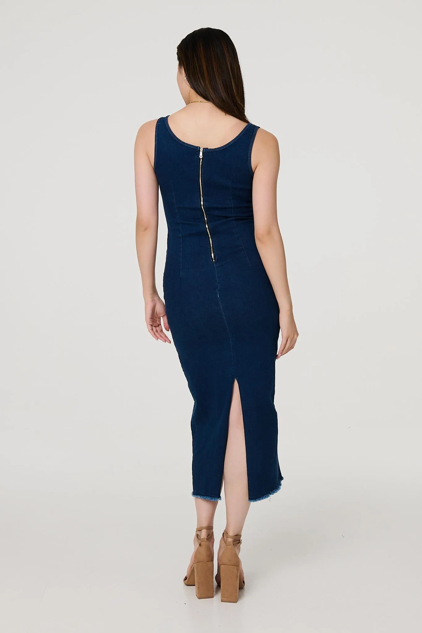 Denim Bodycon Midi Dress