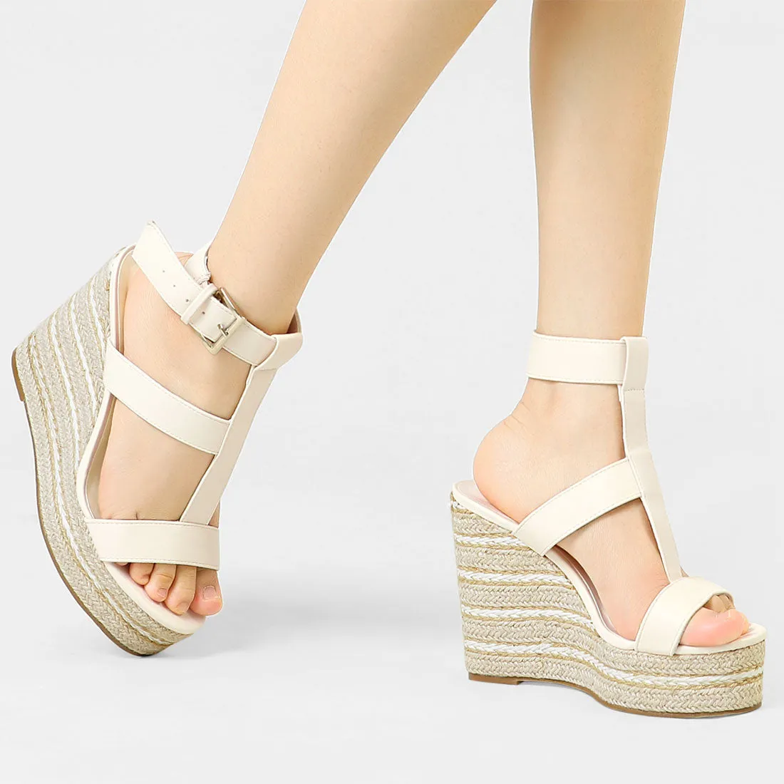 Espadrille Strappy Platform Wedges Sandals