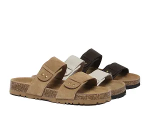 EVERAU® Double Straps Embossed Slip-on Summer Sandal Slides Aurelia