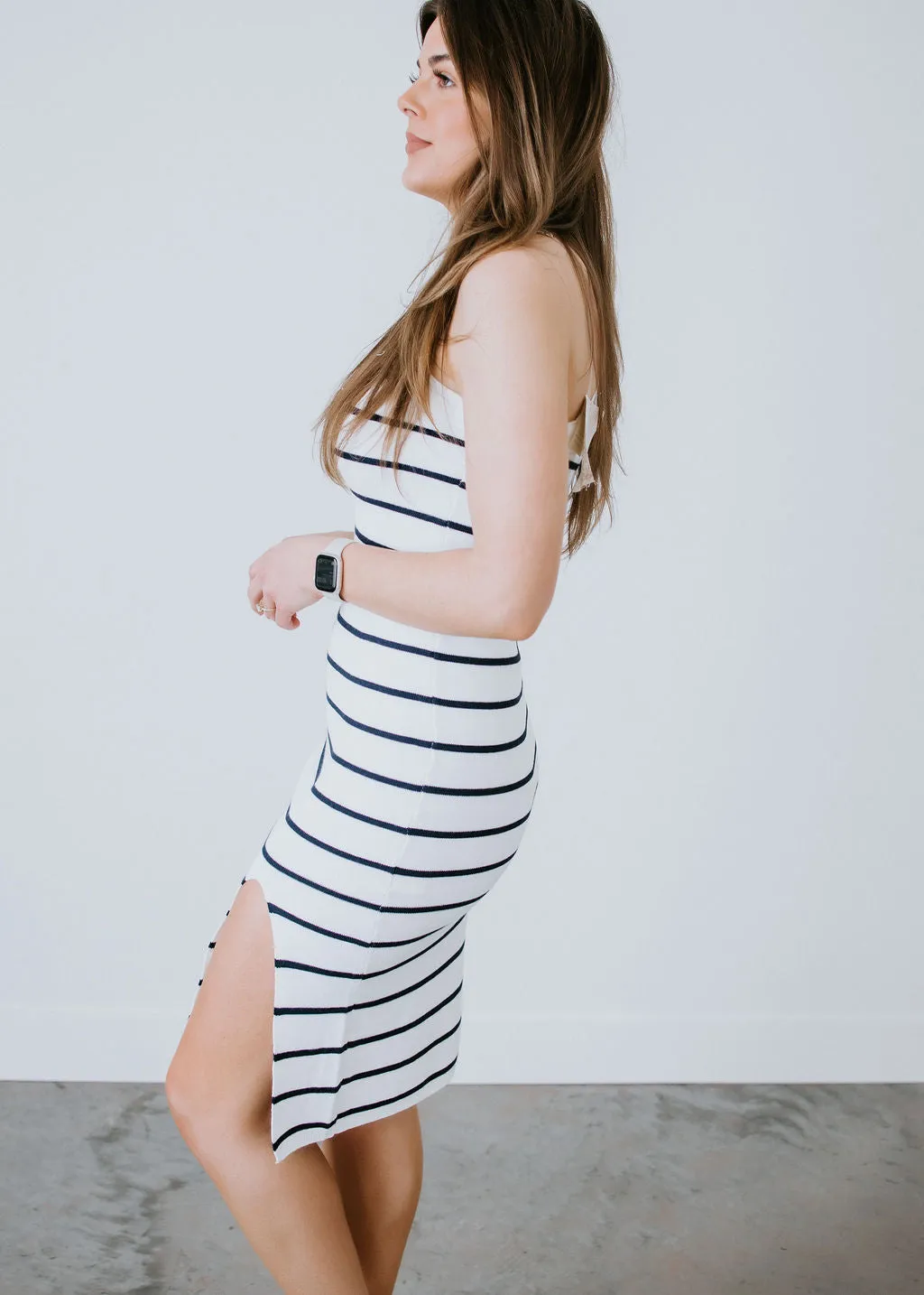 Feeling Knit Striped Midi Dress