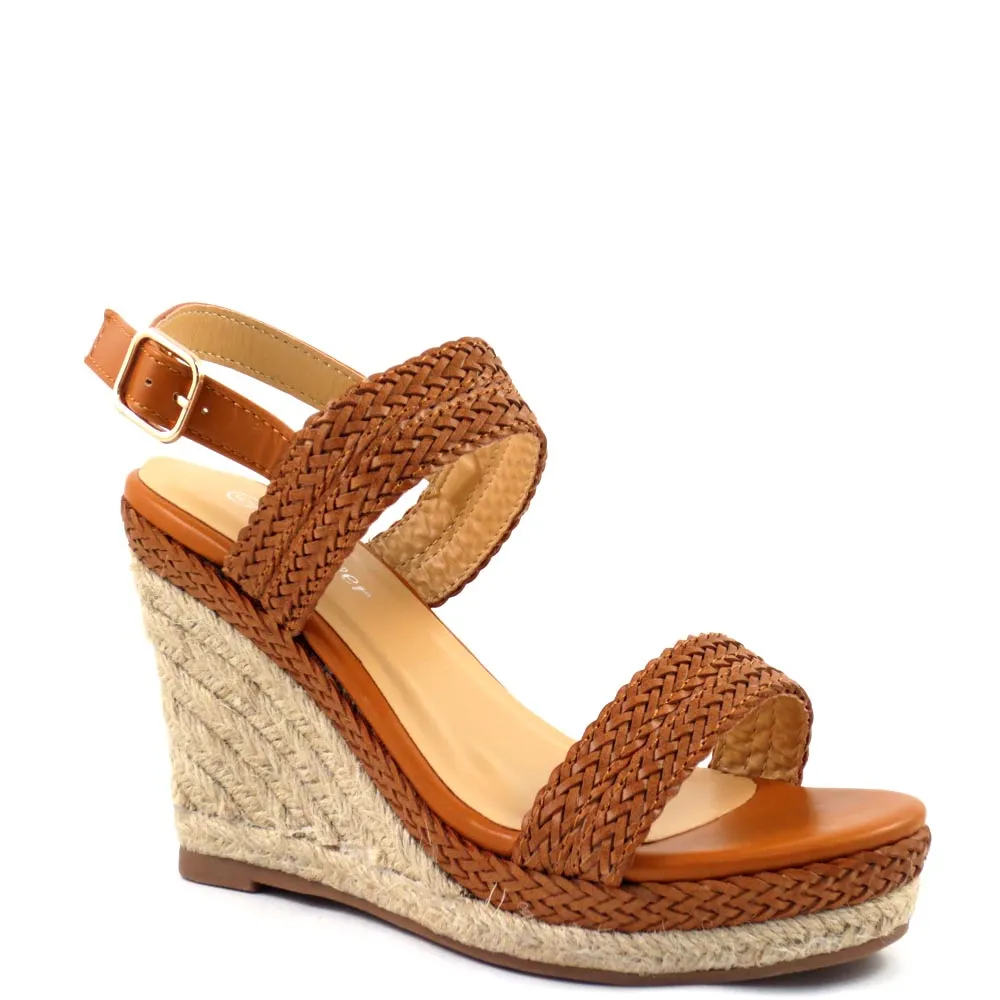 Forever Braided Open Toe Ankle Strap Low Espadrille Rope Wedges - Sofia 68