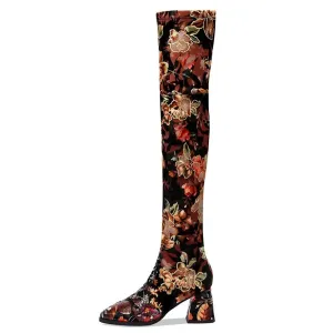 Funki Buys | Boots | Women's Over Knee Flower Embroider Boot