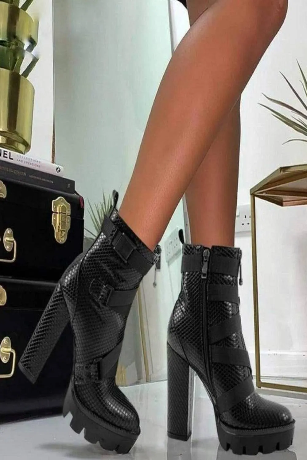 Goth High Heels Platform Ankle Boots