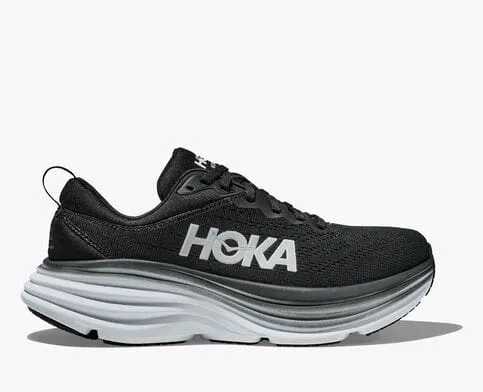 Hoka Men's Bondi 8 Running Shoes- Black/ White