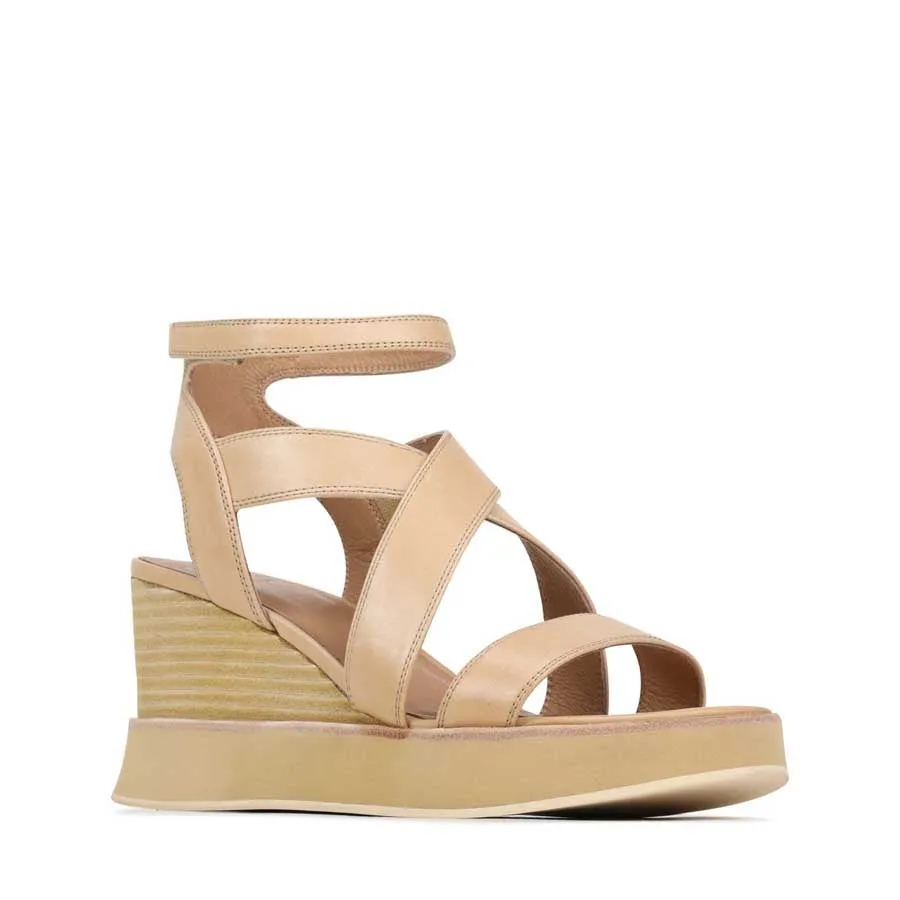 JUNI LEATHER STRAPPY WEDGE SANDALS