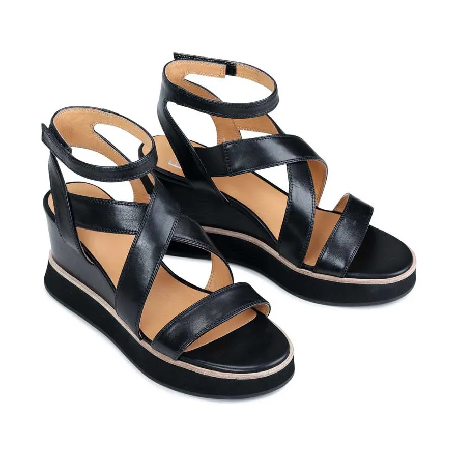 JUNI LEATHER STRAPPY WEDGE SANDALS