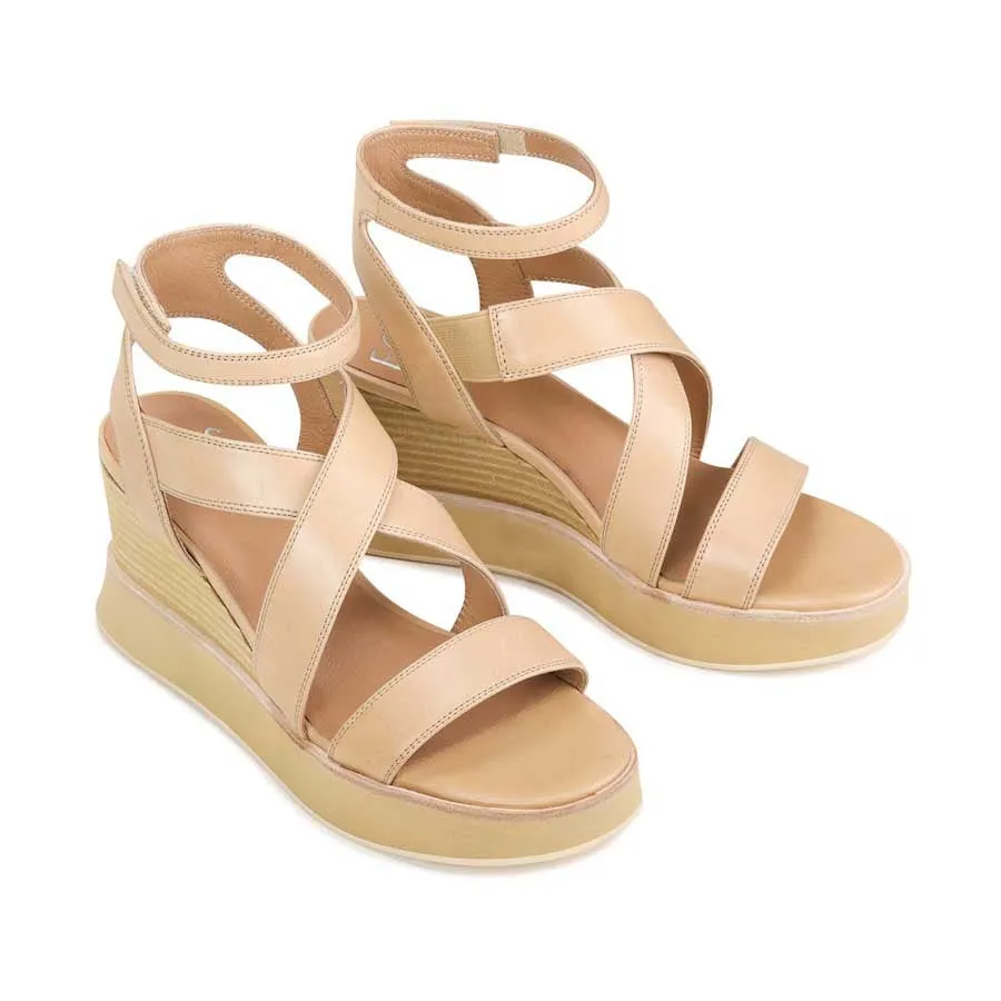 JUNI LEATHER STRAPPY WEDGE SANDALS