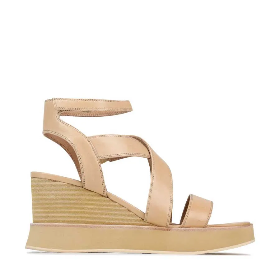 JUNI LEATHER STRAPPY WEDGE SANDALS