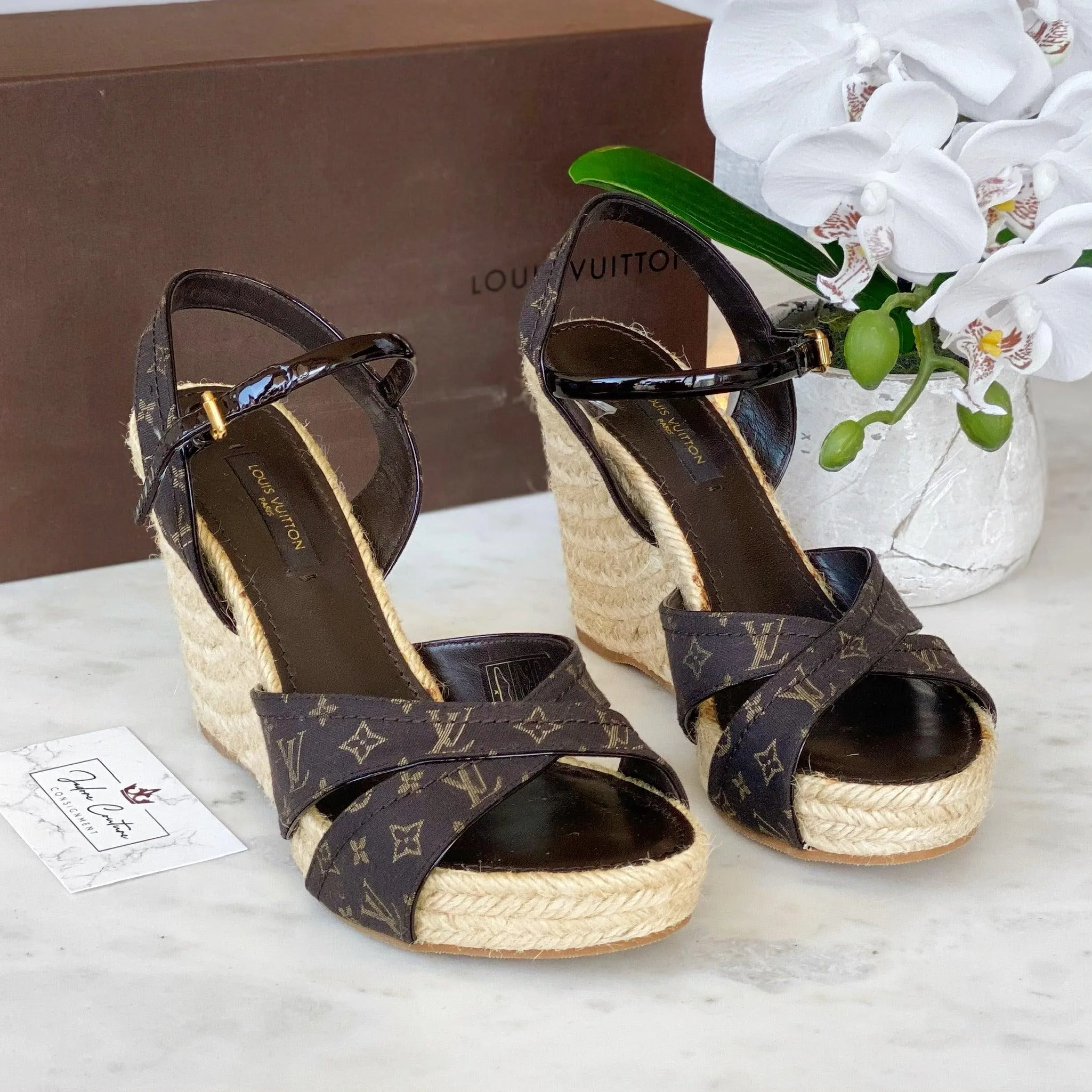 Louis Vuitton Monogram Idylle Majorca Espadrille Wedges 36.5