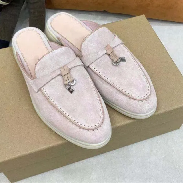 LP Suede Casual Women Shoes Flat Muller Shoes  Fashion Summer Brand Design Comfort Slippers Luxury Walking Trendy Female