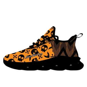 Luxury Gifts,Personalized Skull Sneakers, Custom Floral and Pumpkin Shoes, Mesh Comfortable Shoes, Halloween Gift