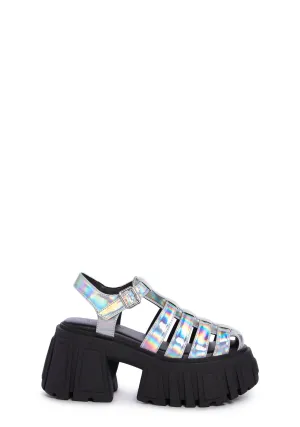 Magnetic Vibes Platform Sandals - Holo