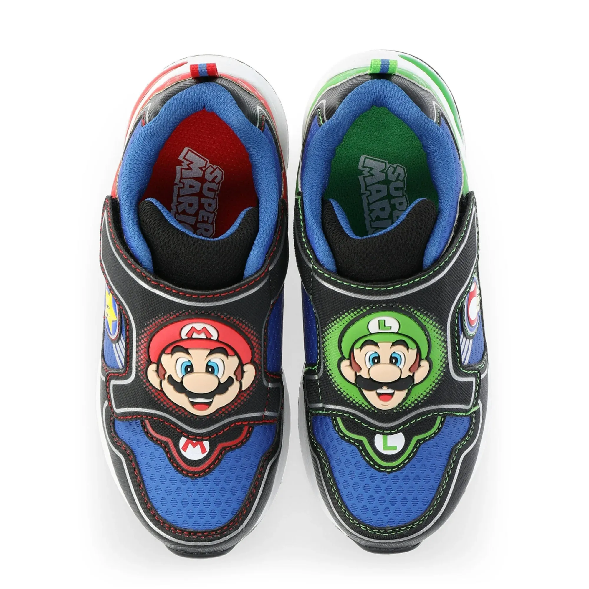 Mario & Luigi ECND3097 Nintendo Boys Light-Up Athletic Sneakers, 1 Little Kid, Black