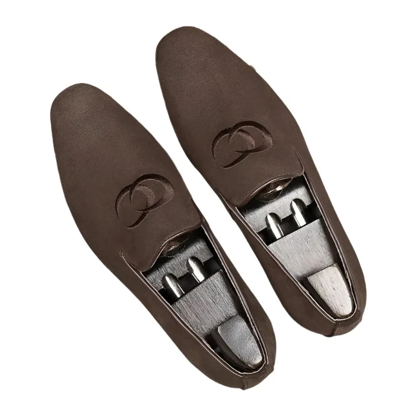 Men's Suede Embroidered Loafers - Handmade Casual Flats, Dress Shoes, and Party Slippers.