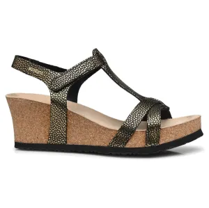 Mephisto Liviane Full Grain Metallic Leather Women's Strappy Wedge Sandals