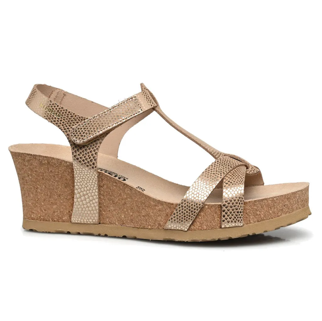 Mephisto Liviane Full Grain Metallic Leather Women's Strappy Wedge Sandals