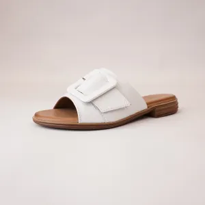 Miley White Leather Slides