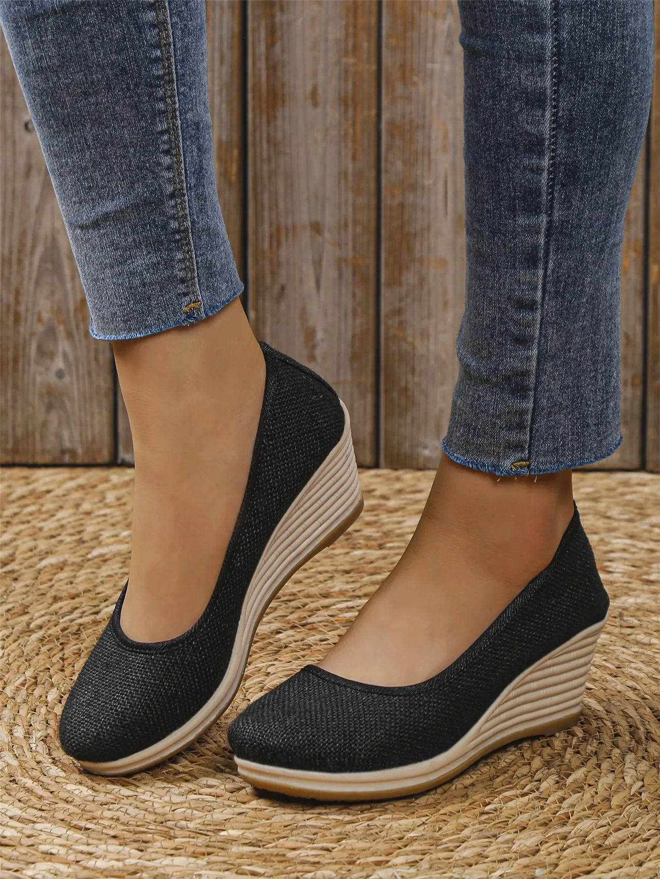 Minimalist Espadrille Wedge Court Shoes