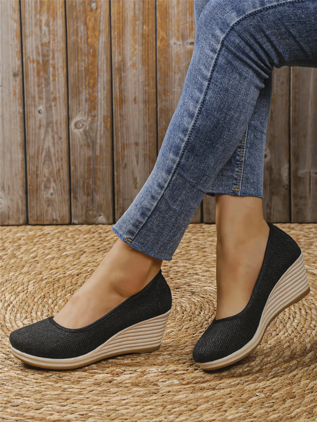 Minimalist Espadrille Wedge Court Shoes