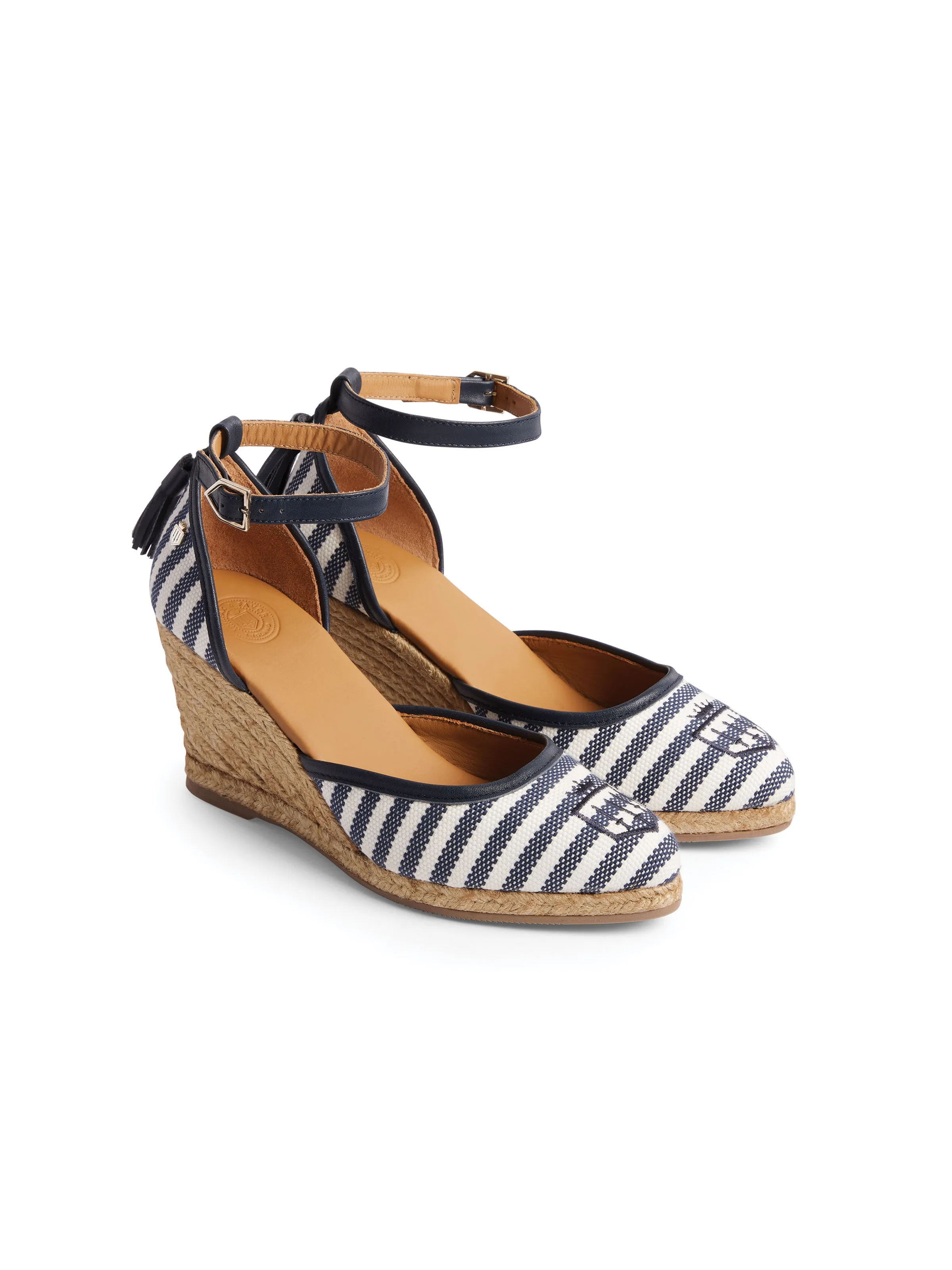 Monaco Wedge - Navy Stripe