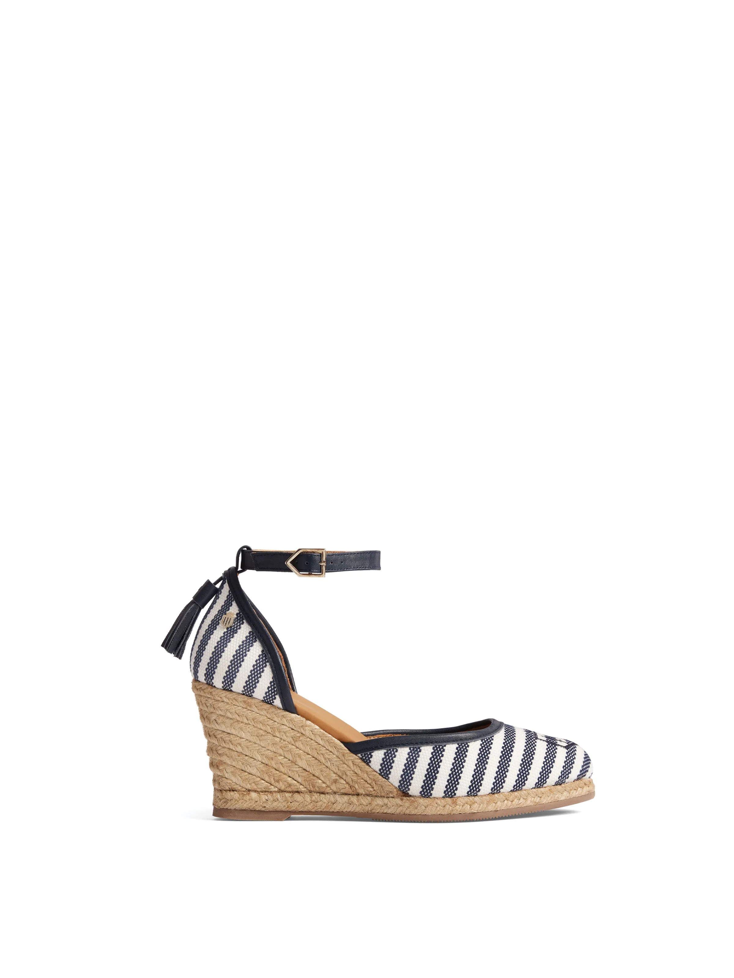 Monaco Wedge - Navy Stripe